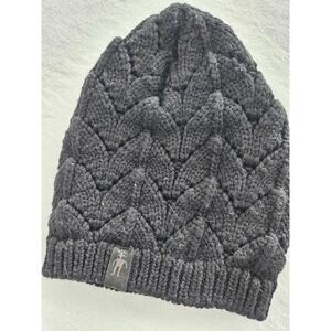 Smartwool Knit Beanie Winter Ski Hat Charcoal Gray Chevron Pattern
